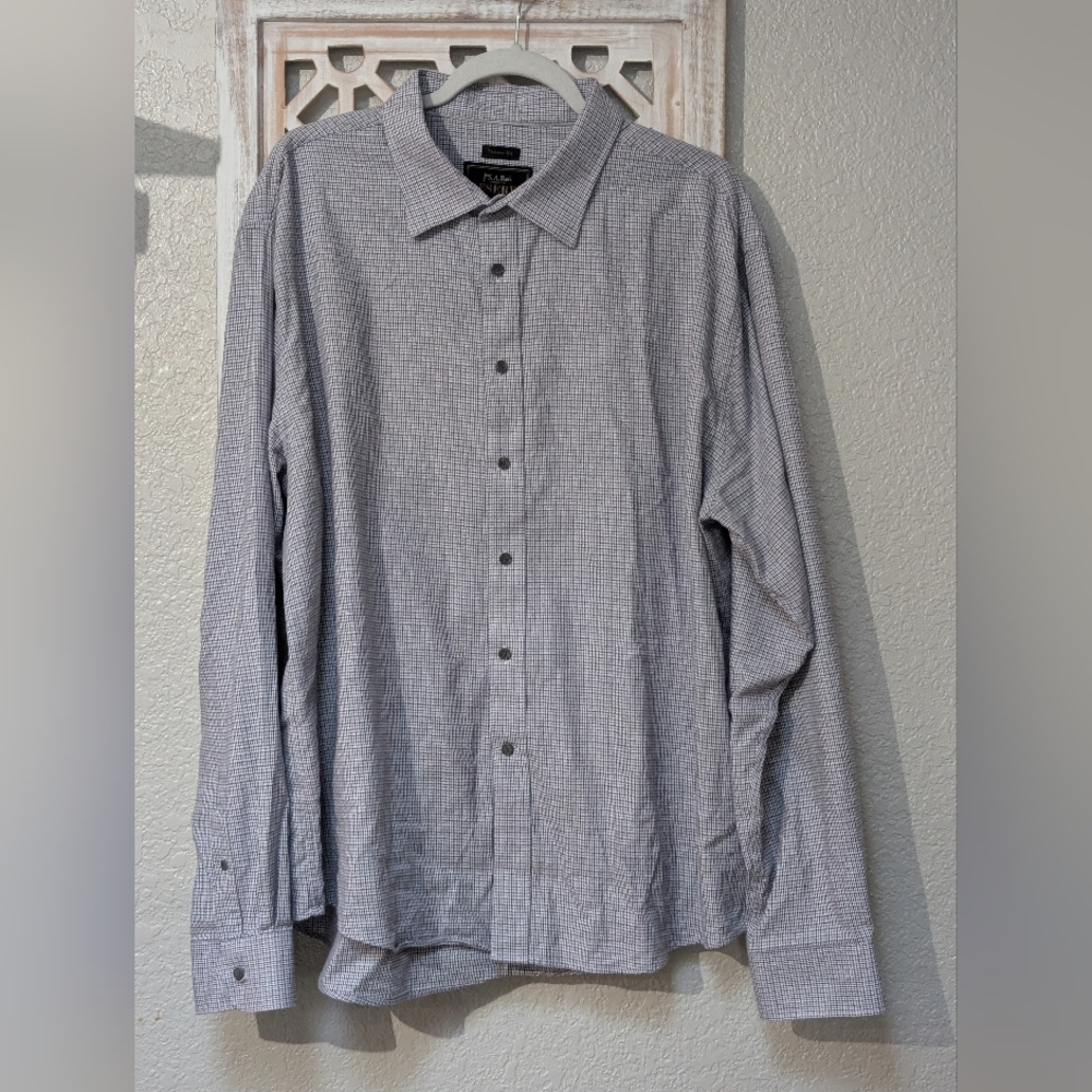 Jos A Bank Reserve Tailored Fit Men's XXL LS Shirt Plaid Button Cotton Cashmere